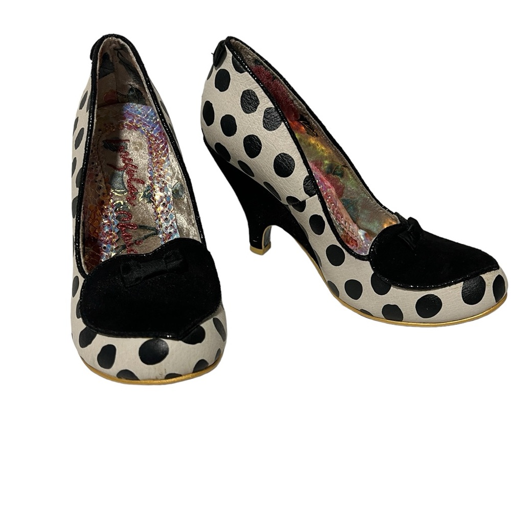 Irregular Choice 37 black polka dot and heart heels